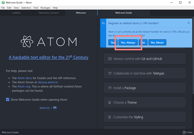 Atom　起動画面